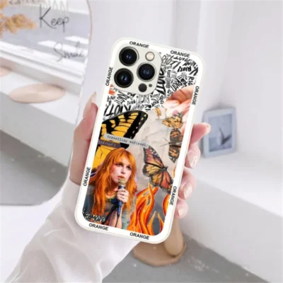 COOL Paramore Orange Phone Case Black White Glass For iPhone 13 14 12 11 Pro Max 4 - Paramore Band Store