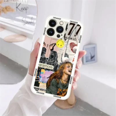 COOL Paramore Orange Phone Case Black White Glass For iPhone 13 14 12 11 Pro Max 5 - Paramore Band Store